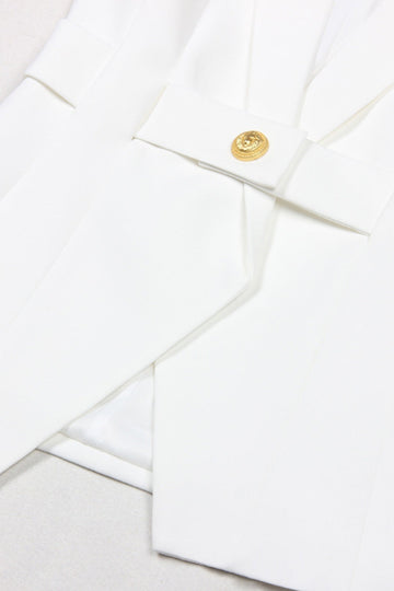 White Peak Lapel Sleeveless Satin Women Blazer